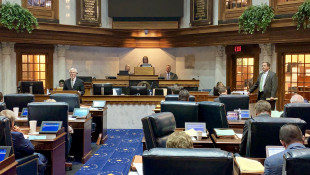 Members of the Indiana Senate debate final passage of a bill aimed at creating hate crimes protections. - Brandon Smith/IPB News