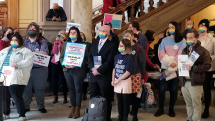 Protesters rally against transgender athlete ban bill ahead of Senate hearing