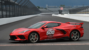The Torch Red 2020 Corvette Stingray Pace Car can accelerate from 0-60 in 2.9 seconds, and is capable of 194 mph. - Provided by the Indianapolis Motor Speedway