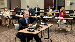 Office of Management and Budget Director Cris Johnston updates the State Budget Committee on federal CARES Act spending. - Brandon Smith/IPB News