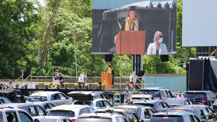 Westville High School gives seniors a socially distant in-person graduation ceremony at the 49'er Drive-in movie theater on June 6, 2020. - Annacaroline Caruso/WVPE
