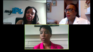 Indianapolis Public Schools superintendent Aleesia Johnson and Dr. Virginia A. Caine, director and chief medical officer of the Marion County Public Health Department, during a virtual forum for IPS families on Monday, July 13, 2020. - Zoom