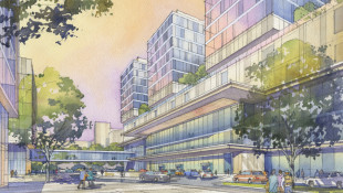A rendering of the new facility that will consolidate two of IU Health's Indianapolis adult hospitals on an expanded downtown medical campus. - Provided by IU Health
