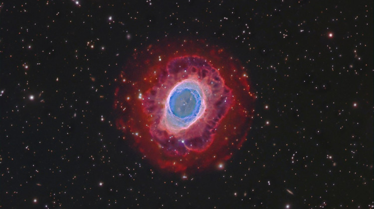 HaRGB image of The Ring Nebula (M57) showing the faint outer shells. - Göran Nilsson & The Liverpool Telescope Lyra and the Ring Nebula