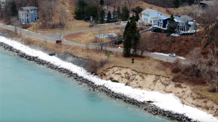 Shoreline Erosion On Lake Michigan